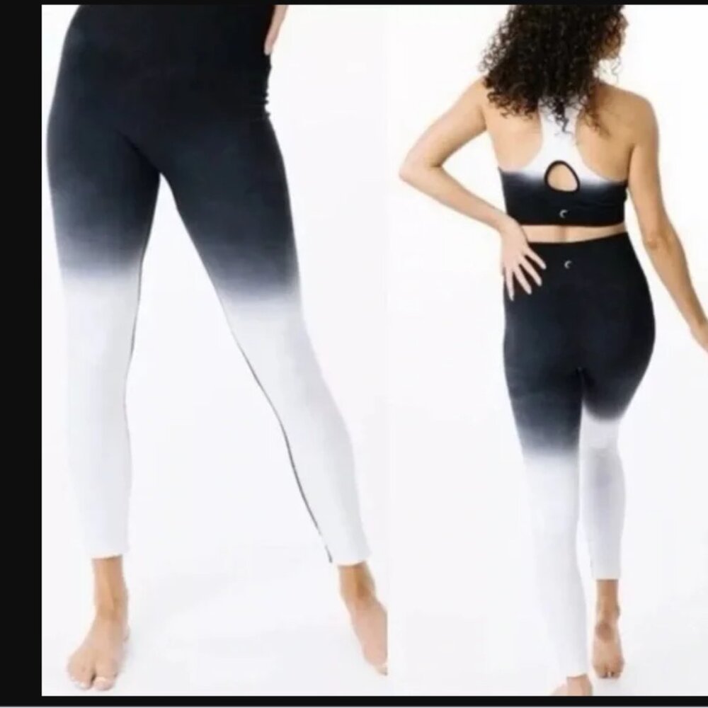 Zyia Ombre Compression Leggings Gray Black Size Large NWOT